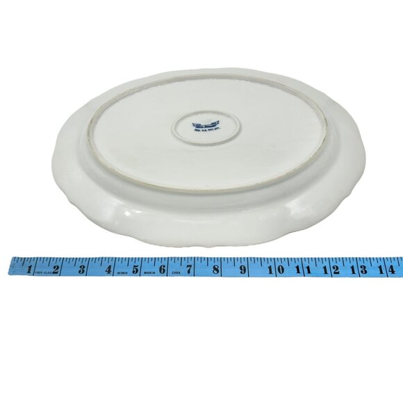 Blue Danube Oval Serving Platter 14x10 White Blue Floral Pattern Porcelain Dish - Picture 5 of 6